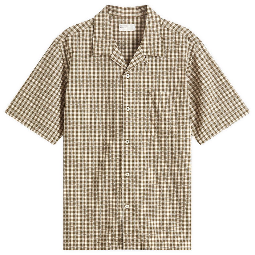 Skjorte Universal Works Universal Works Dobby Check Road Shirt, Size Large Grøn | P32084-OLV
