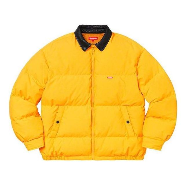 Puffer jakke Supreme Leather Collar Puffy Jacket Gul | SUP-FW19-1029