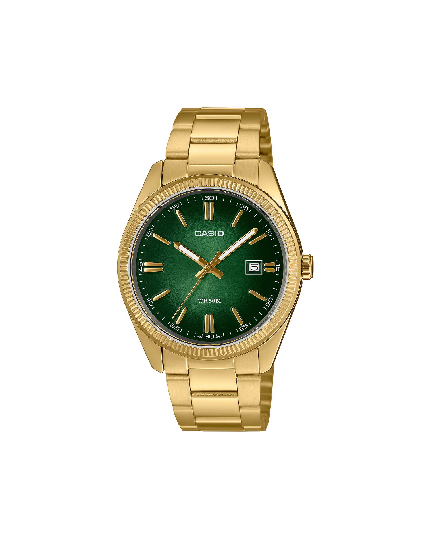 Ur CASIO Wrist Watch with Green Dial and Gold Bracelet undefined | MTP-1302PGC-3AVEF, 0