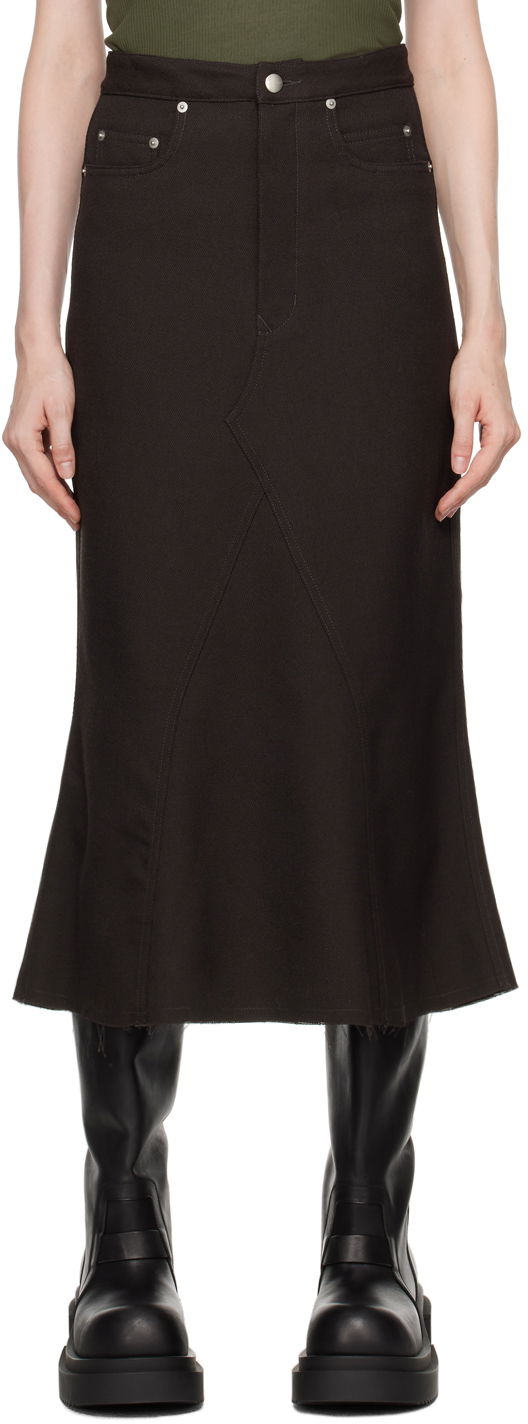 Nederdel Rick Owens Gray Porterville Godet Midi Skirt Sort | RP02D3349 WD