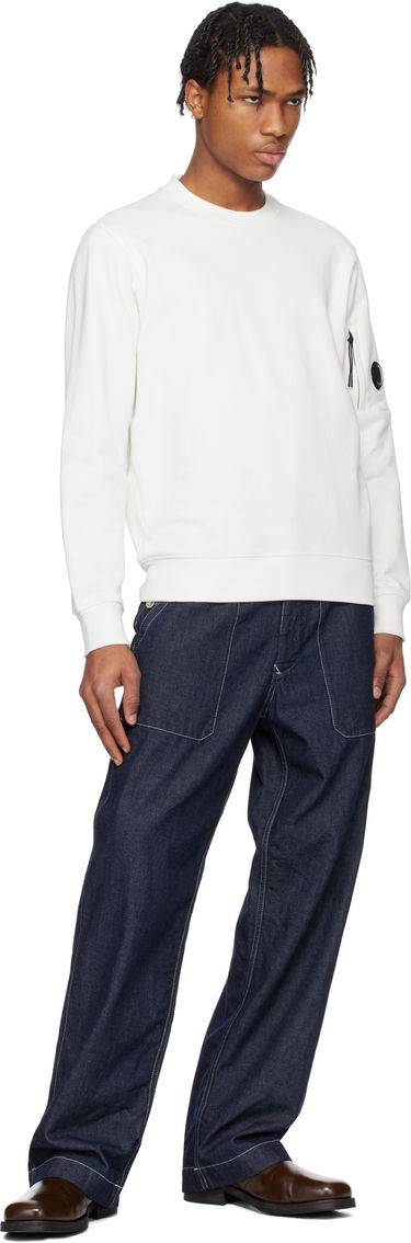 Sweater C.P. Company C.P. Company Diagonal Raised Fleece Crewneck Lens Sweatshirt Hvid | 18CMSS023A-005086W, 4