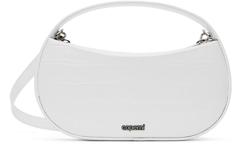 Håndtaske Coperni Coperni Small Sound Swipe Croco Bag Hvid | COPBA72BIS838B