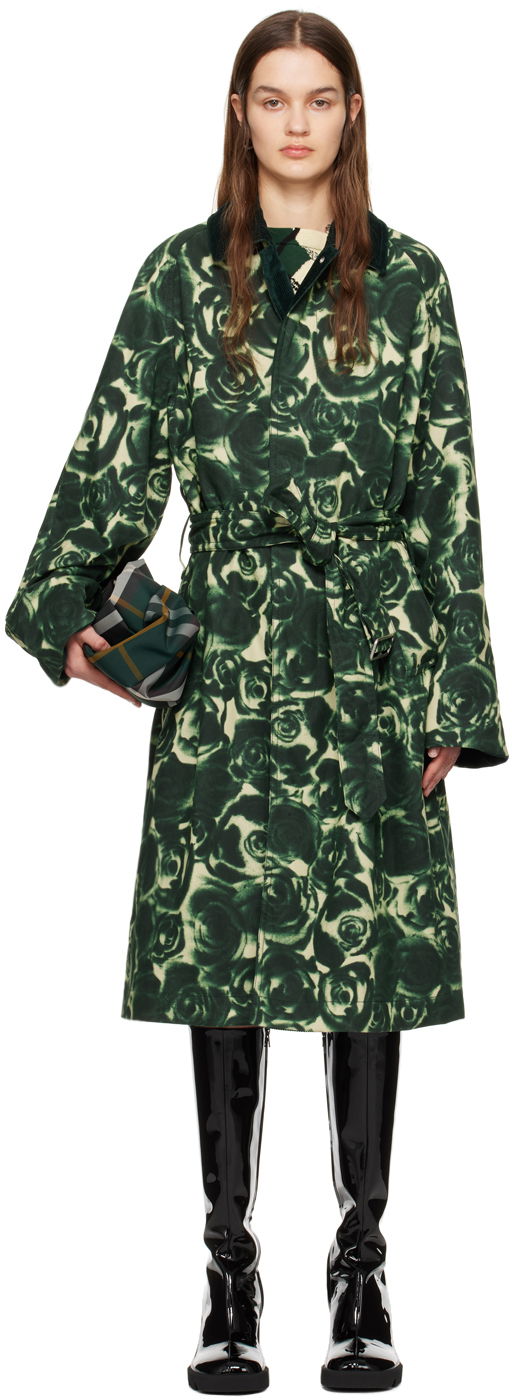 Trenchcoat Burberry Floral Print Trench Coat Grøn | 8081896, 0