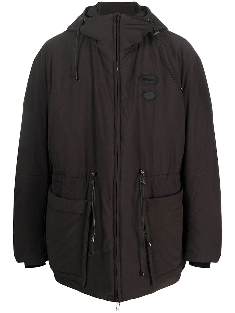 Puffer jakke Off-White Logo-Patch Padded Jacket Black Sort | OMED056F22FAB0011000
