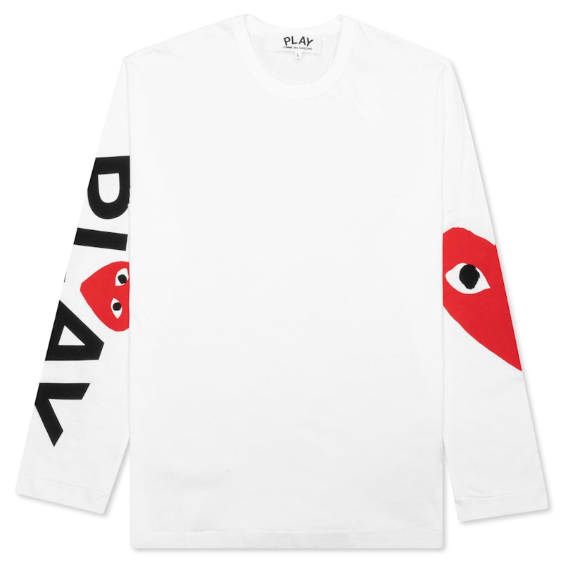 T-shirt Comme des Garçons Play Big Heart Long Sleeve T-Shirt Hvid | AZ-T257-051-1