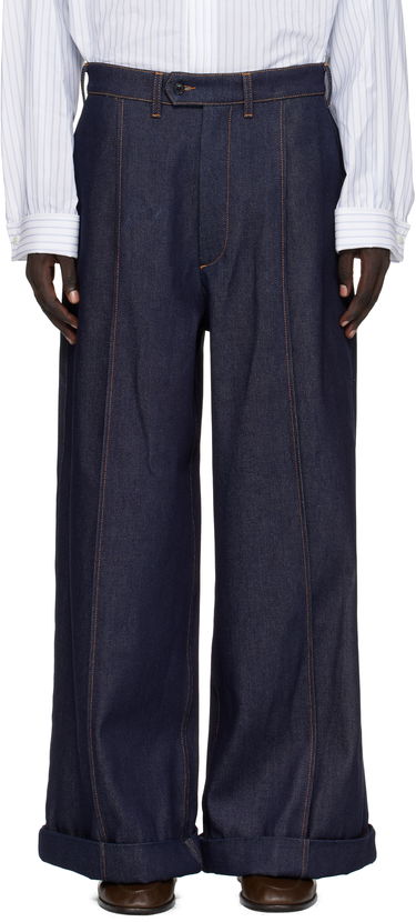 Jeans HED MAYNER Hed Mayner Wide-Leg Cuffed Front Seam Jeans Mørkeblå | HMMB67035B-HB191, 0