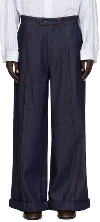 Hed Mayner Wide-Leg Cuffed Front Seam Jeans