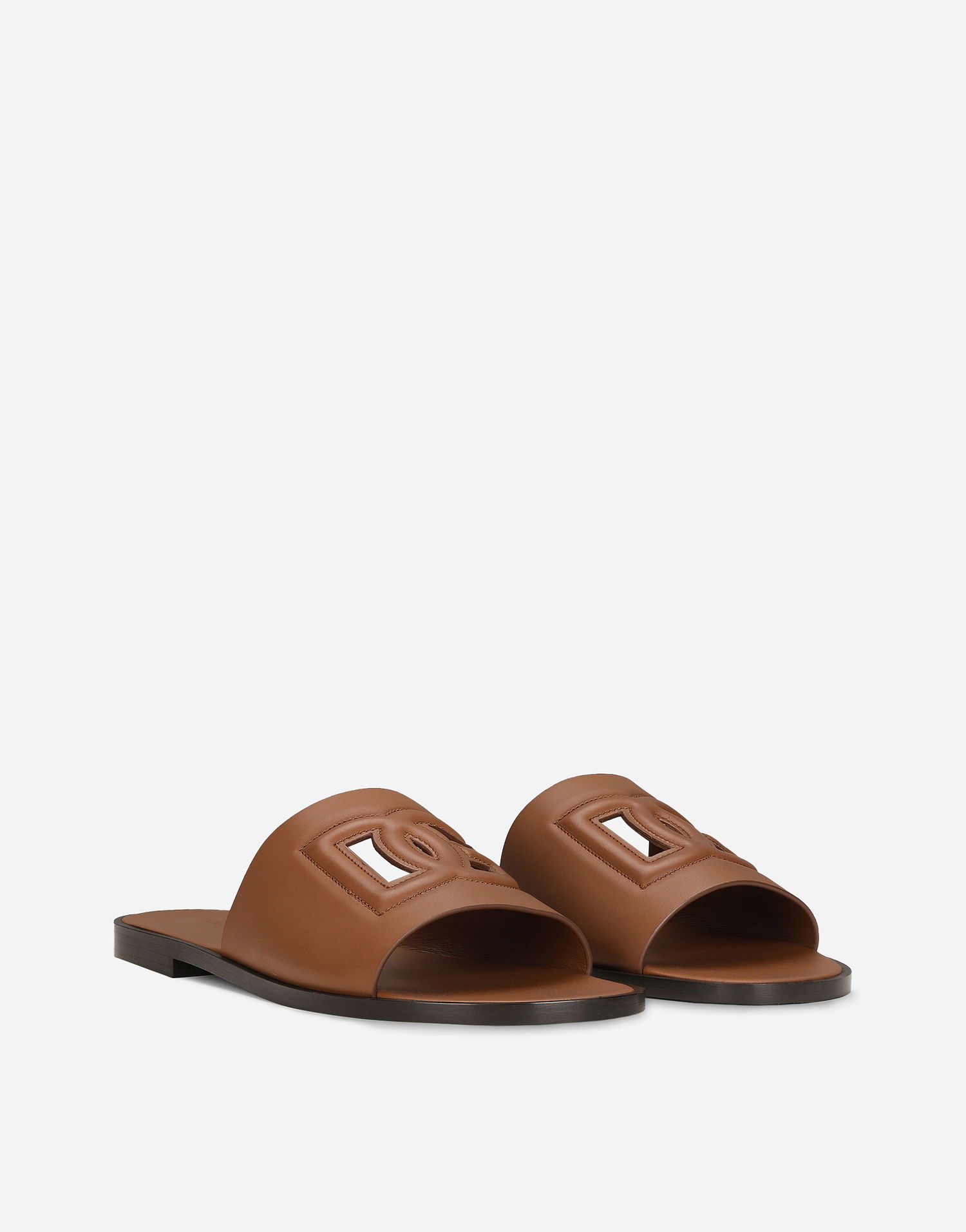 Tilbehør Dolce & Gabbana Dolce & Gabbana Calfskin Sliders Brun | A80397AO60281236, 1