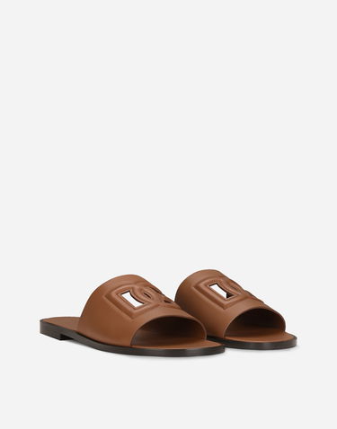 Tilbehør Dolce & Gabbana Dolce & Gabbana Calfskin Sliders Brun | A80397AO60281236, 1