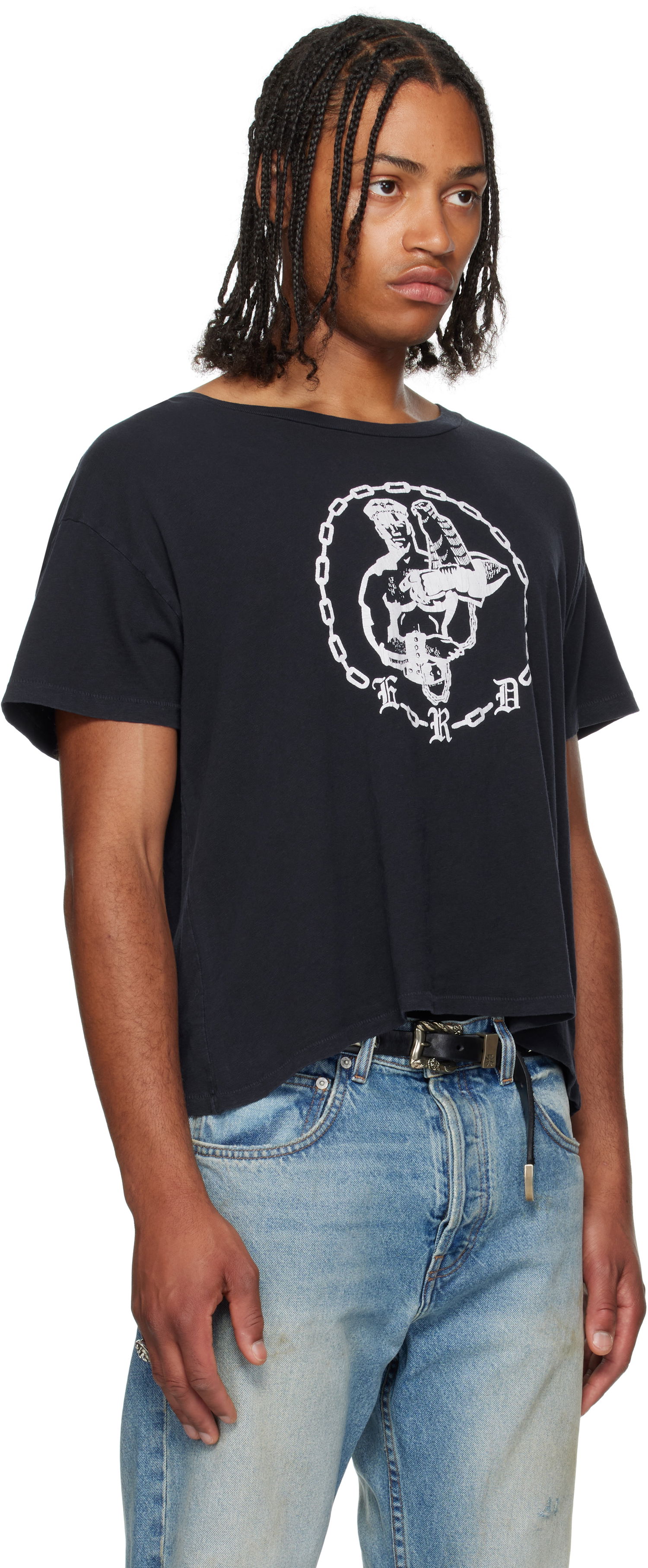 Crop top Enfants Riches Déprimés Enfants Riches Déprimés Chain Graphic Cropped T-Shirt Sort | 010-818, 1