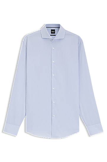 Skjorte BOSS Slim-fit Striped Cotton Twill Shirt Blå | 50545826, 0