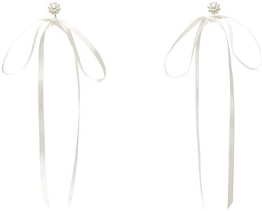 Øreringe Simone Rocha Simone Rocha Bow Ribbon Stud Earrings Hvid | ERG389 0904, 0