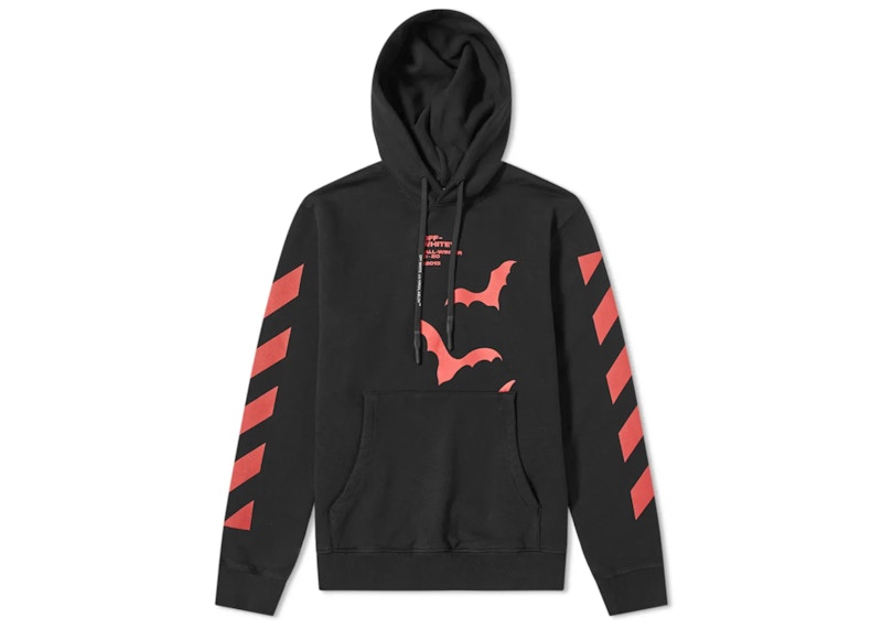 Sweatshirt Off-White Diagonal Sleeve Bats Slim Fit Hoodie Sort | OMBB034E19D250071020