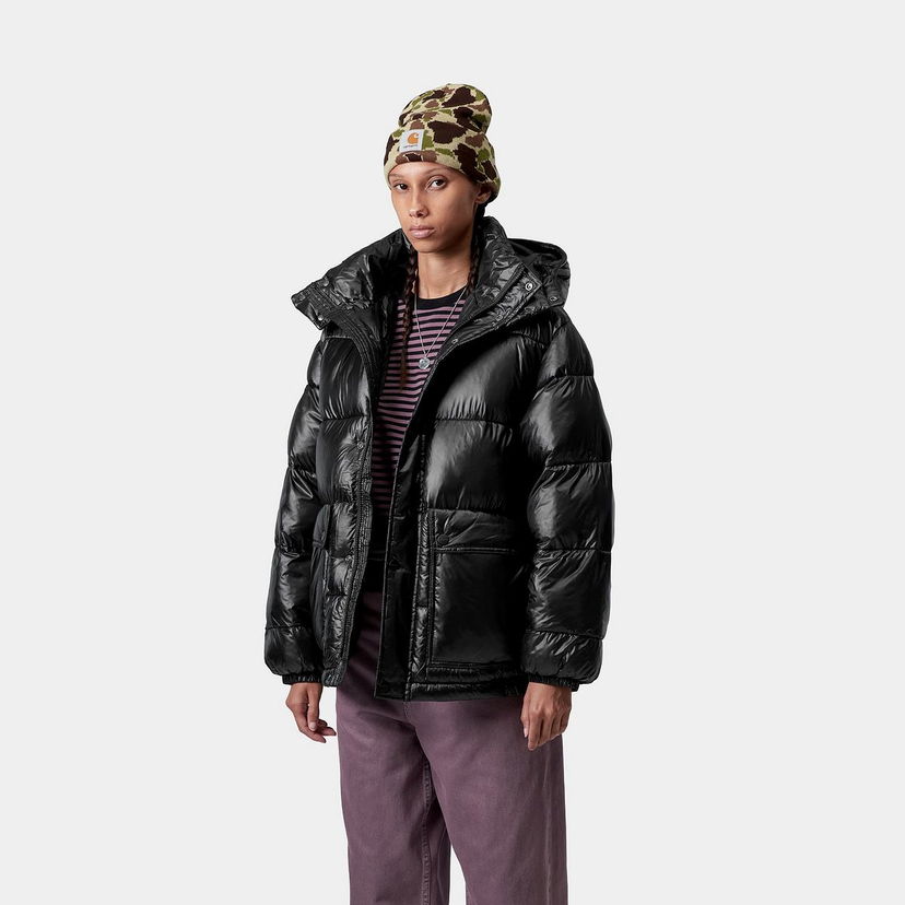 Puffer jakke Carhartt WIP Benson Puffer Hooded Jacket Sort | I035370_9