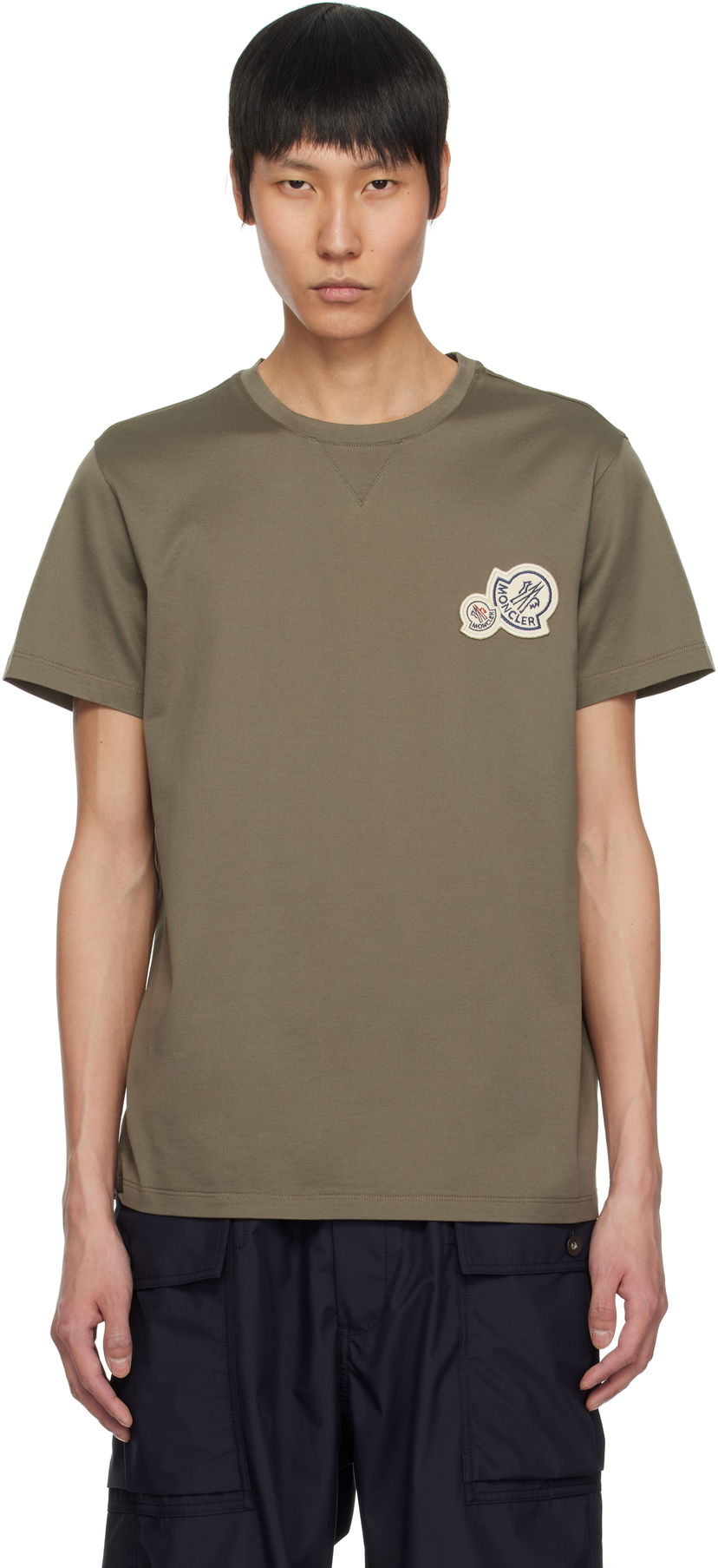 T-shirt Moncler Moncler Double Logo Patch Cotton T-Shirt Grøn | K10918C000768390Y