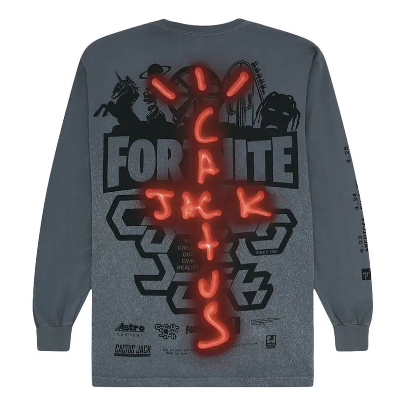 T-shirt Cactus Jack by Travis Scott Travis Scott Back Bling Long Sleeve T-Shirt Grå | TC-370