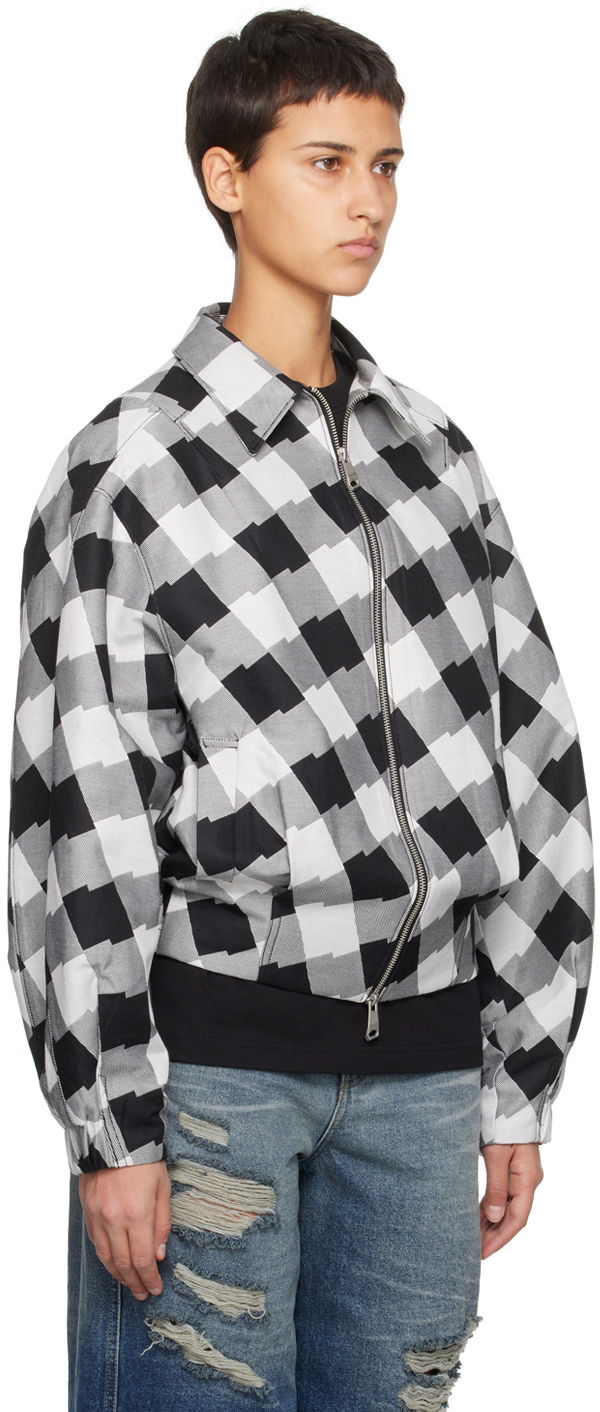 Bomberjakke ADER ERROR Check Print Zip-Up Jacket Sort | BMADFWJK1001WH, 1