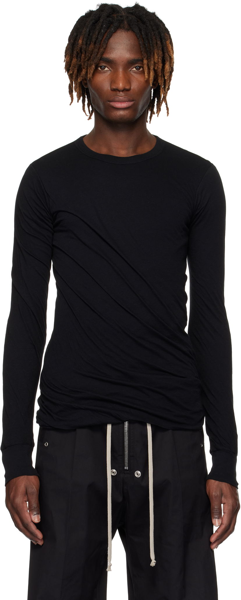 T-shirt Rick Owens Rick Owens Hollywood Double Long Sleeve T-Shirt Sort | RU01E5257 UC
