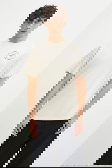 T-shirt Sporty & Rich Cotton T-shirt Kennedy Crest Beige | TO04360666CR01, 0