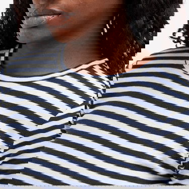 T-shirt YMC Earth Charlotte Striped Short Sleeve Top Blå | Q6AZC-NAVY-WHITE, 5