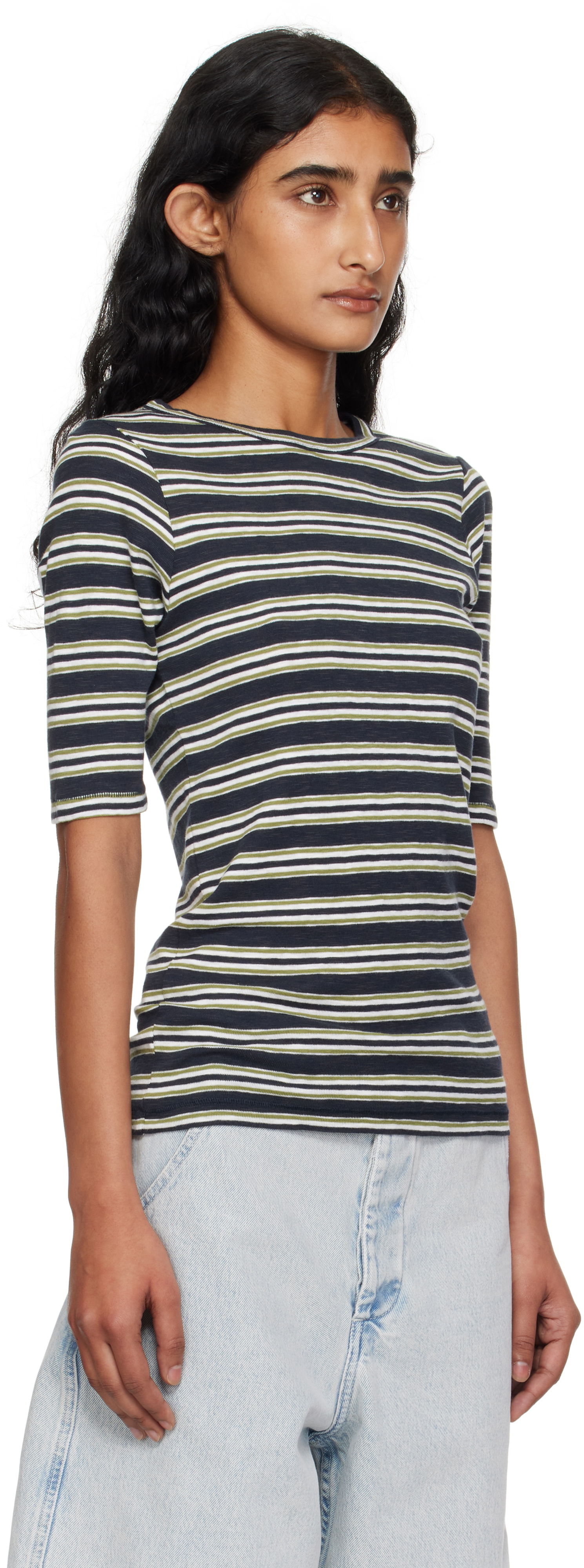 T-shirt YMC YMC Striped Tee Mørkeblå | Q6YMK, 1