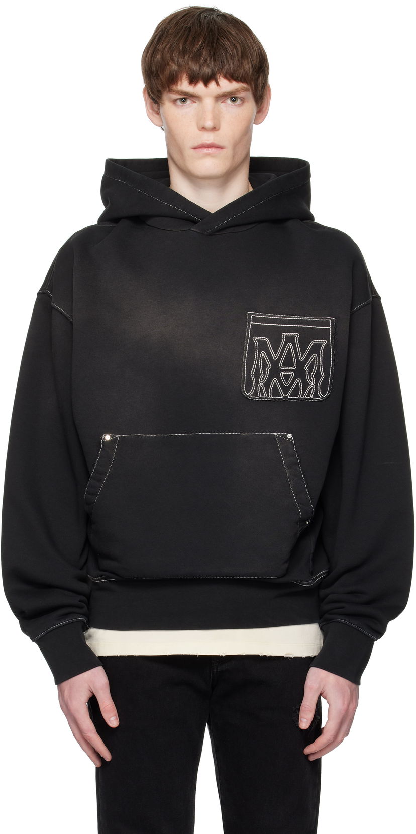 Sweatshirt AMIRI AMIRI MA Outline Oversized Hoodie Sort | AMJYHD1120
