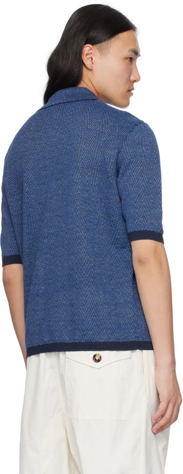 Polo skjorte Bottega Veneta Bottega Veneta Chevron Knit Linen Polo Blå | 809716V4VW04443, 2