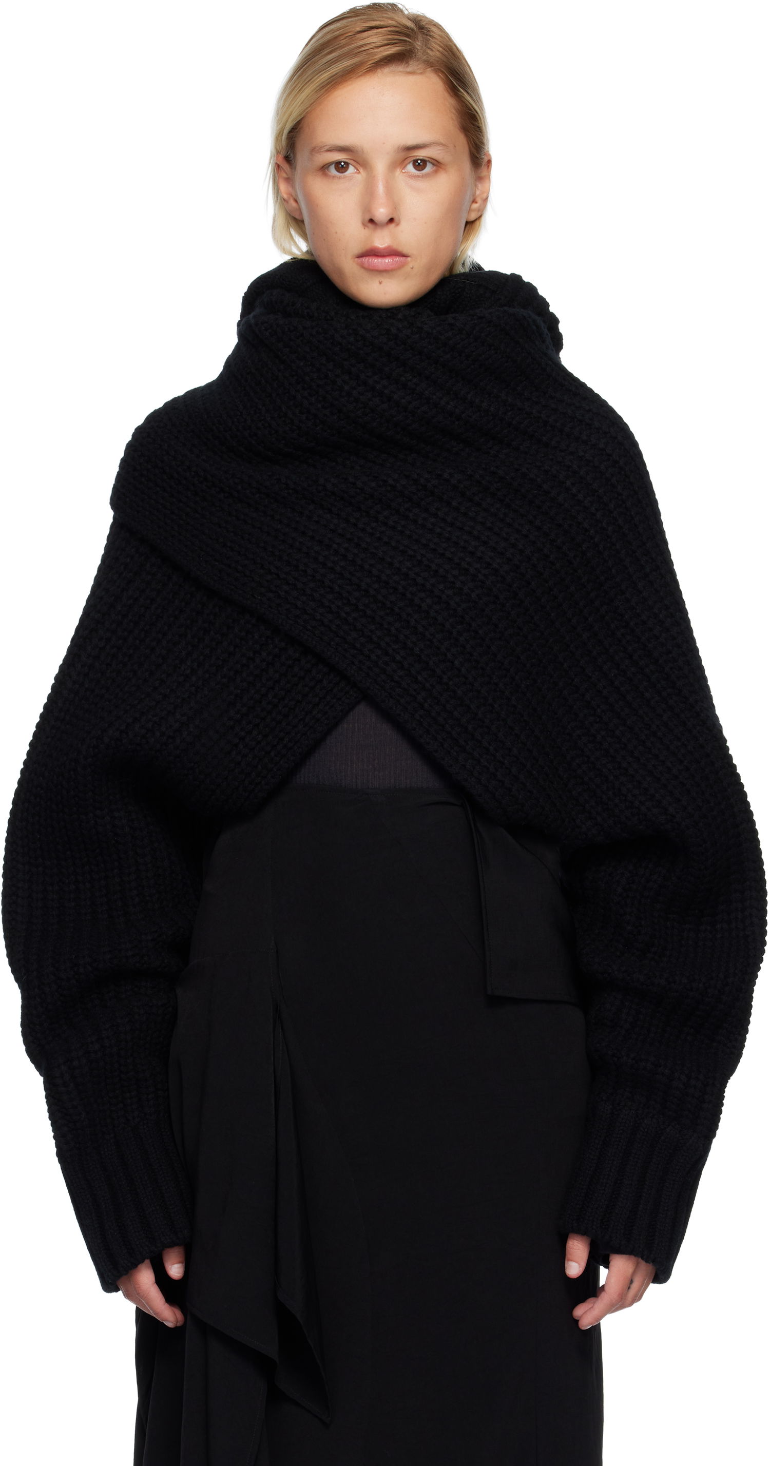 Sweater sacai Oversized Wool Knit Crossover Turtleneck Sort | 25-08201, 0
