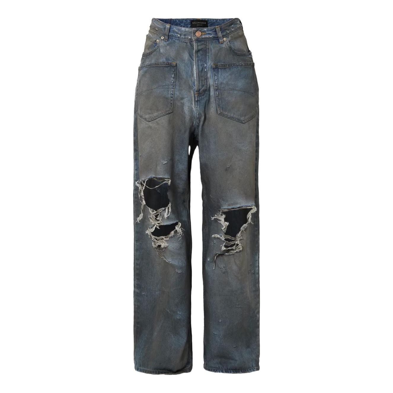 Jeans Balenciaga Patched Pockets Baggy Jeans Blå | 751111TDW143359, 0