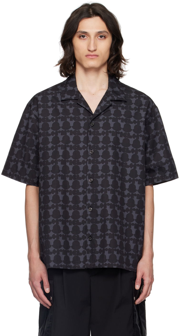 Skjorte Moncler Gray & Black Print Shirt Sort | J10912F00007597KV