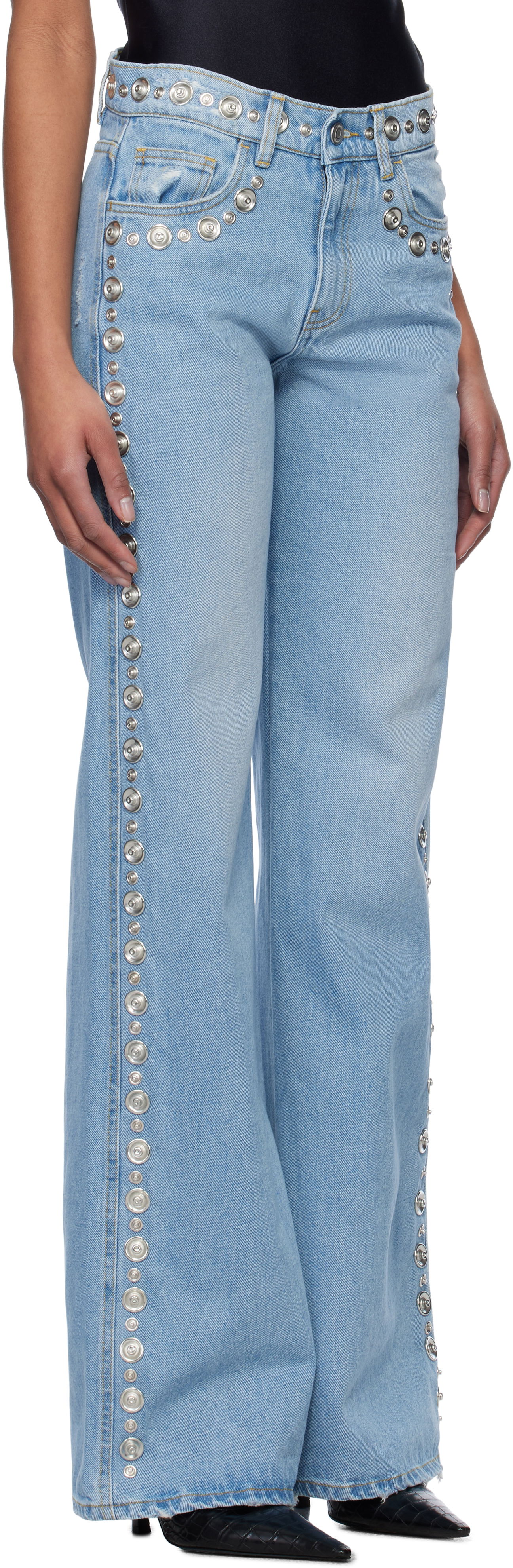 Jeans Coperni Coperni Studded Wide Leg Jeans Blå | COPP95STF2008, 1