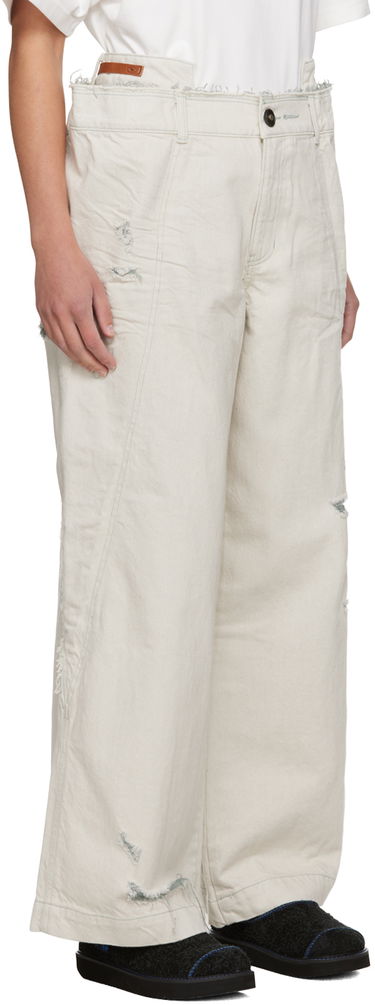 Cargo bukser ADER ERROR Distressed Wide Leg Jeans Beige | BMADFWBT0110WH, 1