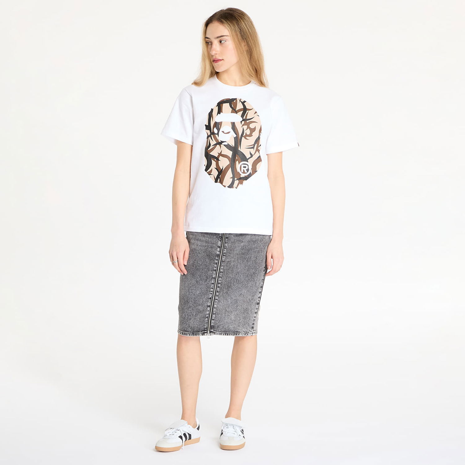 T-shirt BAPE A BATHING APE Trial Camo Big Ape Head Tee Hvid | 001TEL301034MWHA, 1