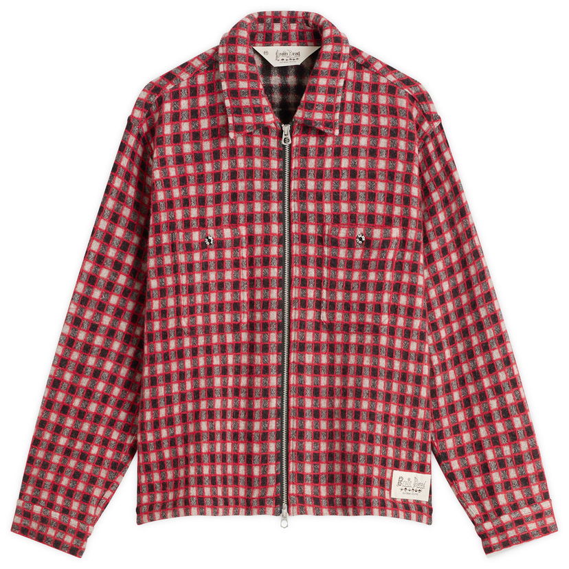 Skjorte Brain Dead Brain Dead Check Mate Flannel Zip Shirt, Size Large Rød | BDF25T160047-BML