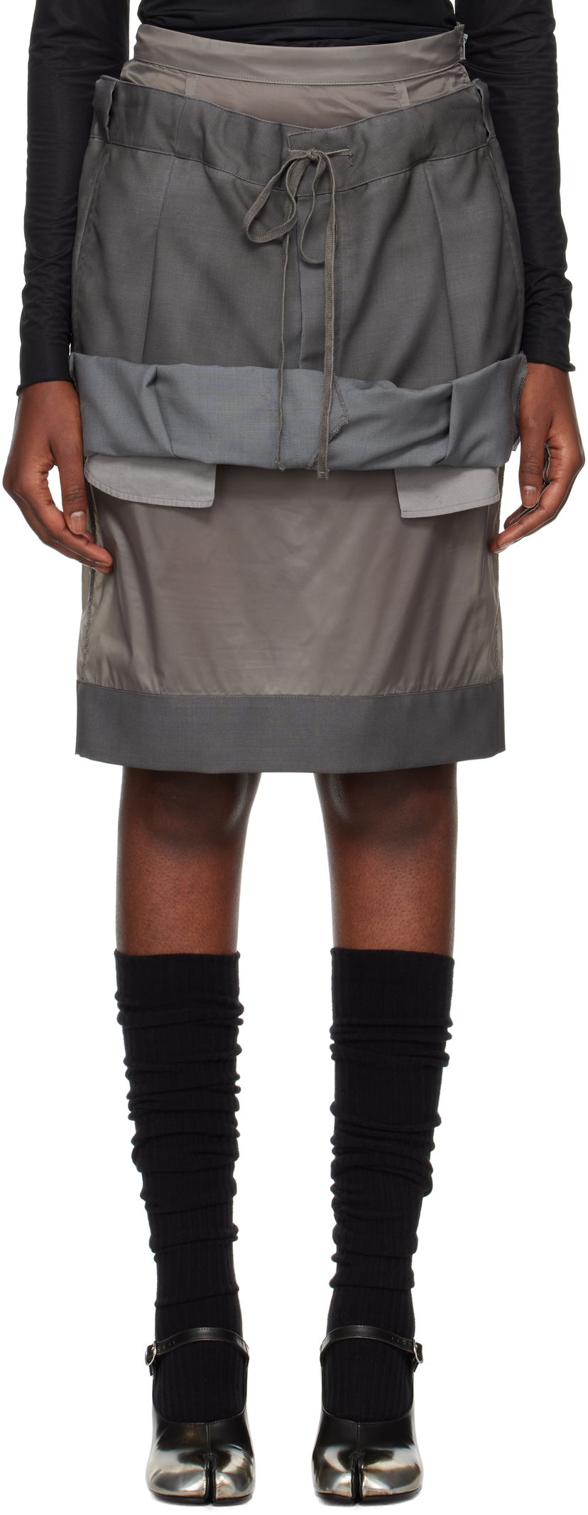Nederdel Maison Margiela Mix Fabric Midi Skirt Grå | S51ME0025 MTN021