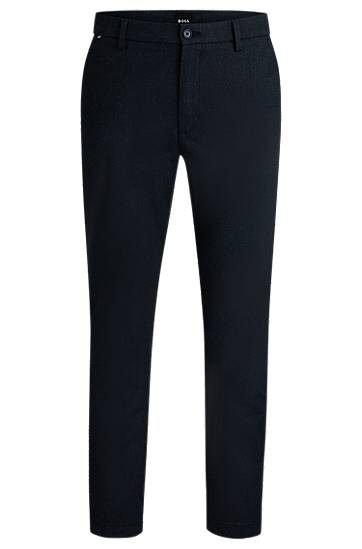 Bukser BOSS BOSS Regular-Fit Cotton-Blend Twill Trousers Mørkeblå | 50524775