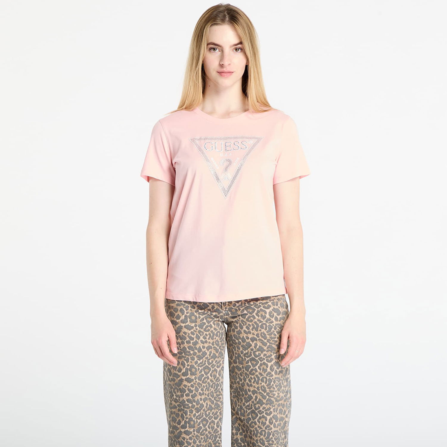 T-shirt GUESS GUESS Krystal Triangle Tee Lyserød | W5BI18I3Z14-G6J3, 0