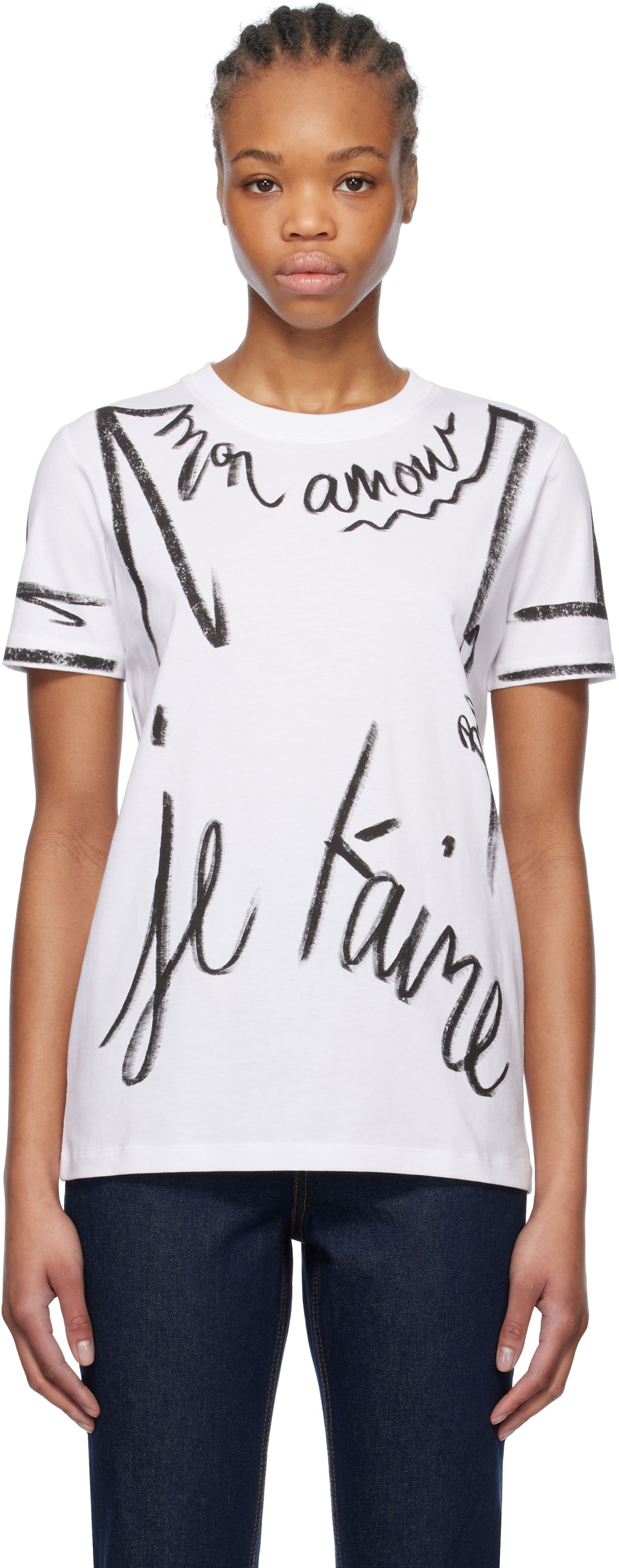 T-shirt Balmain Balmain Short-Sleeved 'Je T'aime' T-Shirt Hvid | EF1EF000GE35, 0