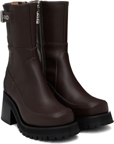 Tøj GANNI GANNI Feminine Buckle Platform Boots Brun | S2785, 3