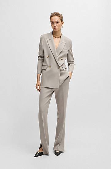 Bukser BOSS High-Waisted Straight-Leg Trousers Grå | 50518860, 1