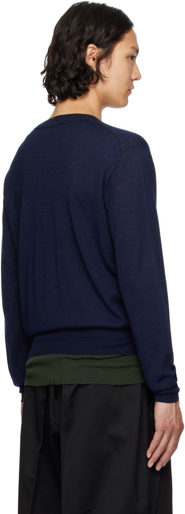 Sweater AMI AMI Paris V-Neck Wool Sweater Mørkeblå | HKS266.KN0066, 2