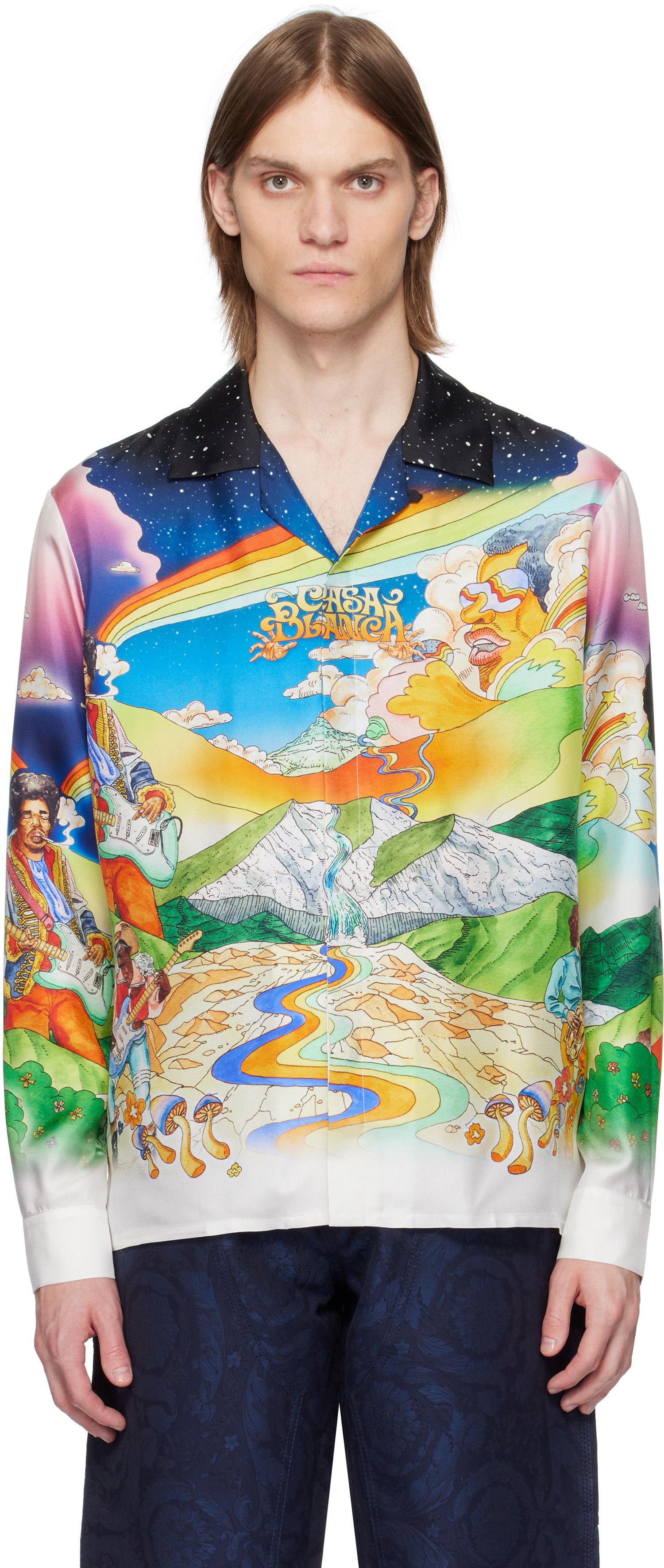 Skjorte Casablanca Casablanca 'La Musique' Print Silk Shirt Flerfarvet | U-MS25-SH-006-07, 0