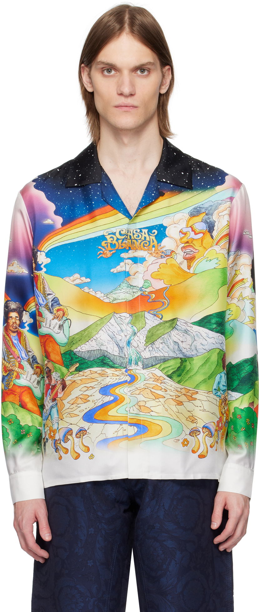 Skjorte Casablanca Casablanca 'La Musique' Print Silk Shirt Flerfarvet | U-MS25-SH-006-07