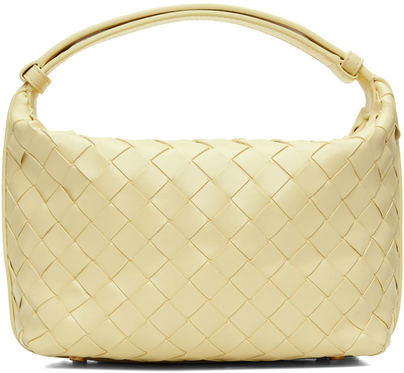 Håndtaske Bottega Veneta Mini Woven Leather Shoulder Bag Gul | 754443 V3IV1