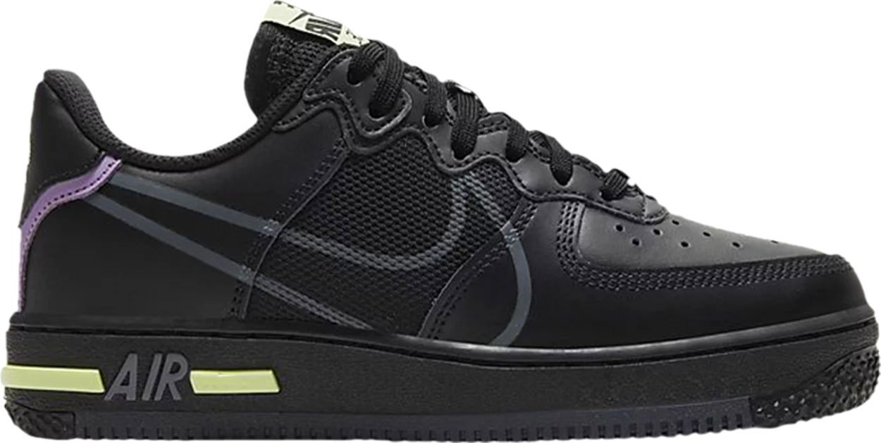 Sneakers og sko Nike Air Force 1 React "Triple Black" GS Sort | CD6960-001, 0