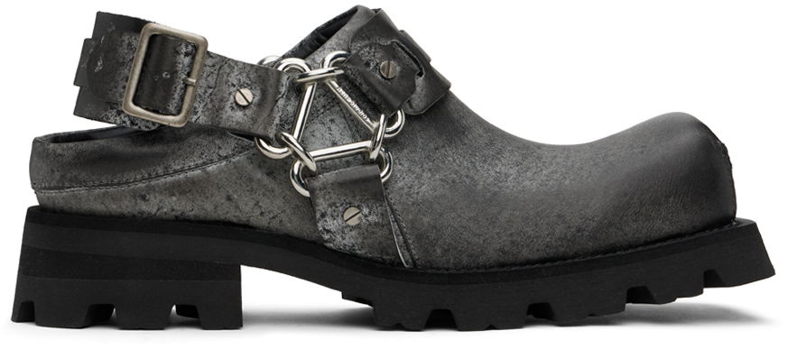 Tøj Acne Studios Acne Studios Leather Buckle Slip-On Loafers Grå | BD0332-, 0