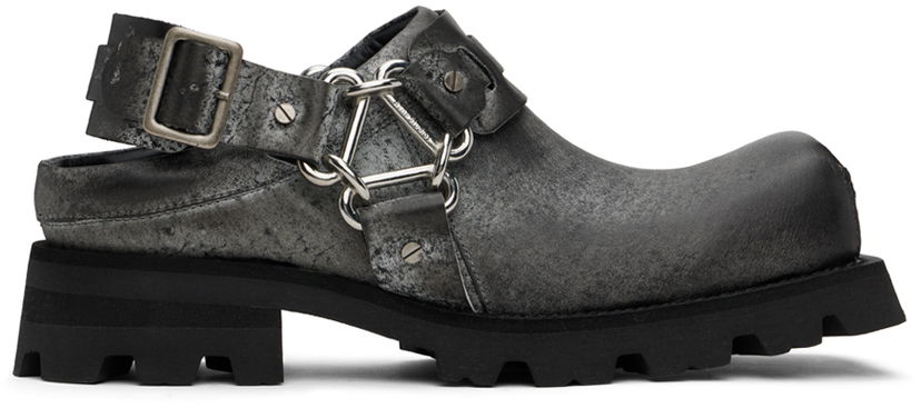 Tøj Acne Studios Acne Studios Leather Buckle Slip-On Loafers Grå | BD0332-