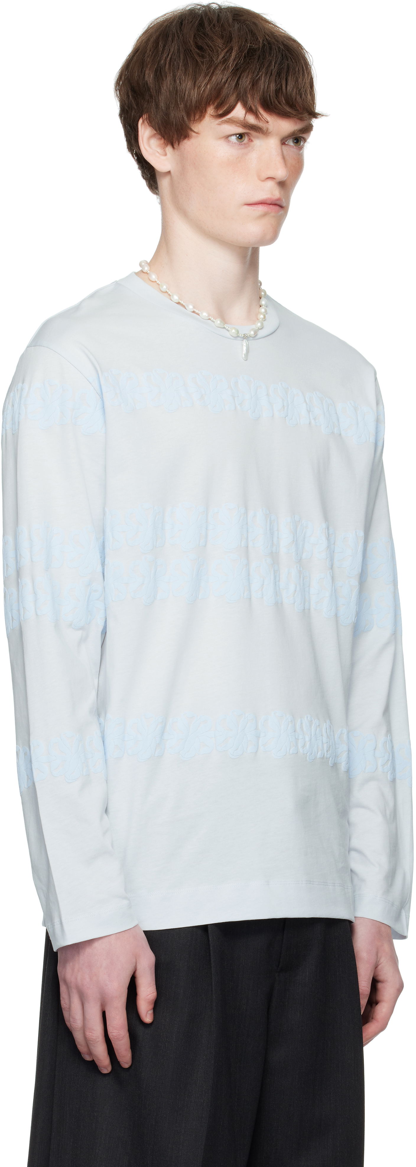 T-shirt Simone Rocha Simone Rocha Daisy Chain Print Long Sleeve T-shirt Blå | 5194P47P48-M 0569, 1