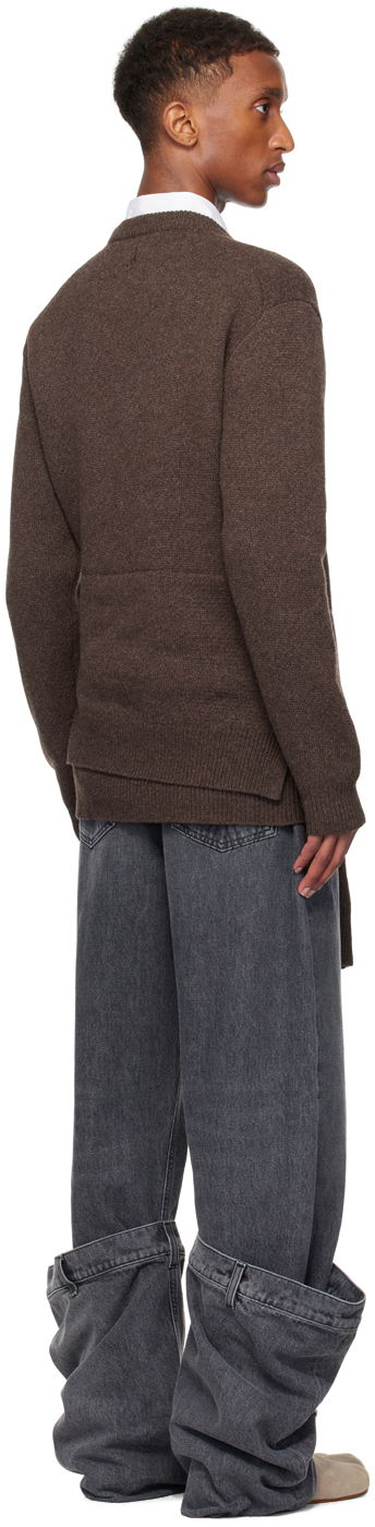 Sweater JW Anderson JW Anderson Draped Tie-Front Sweater Brun | KW1263-YN0384, 2