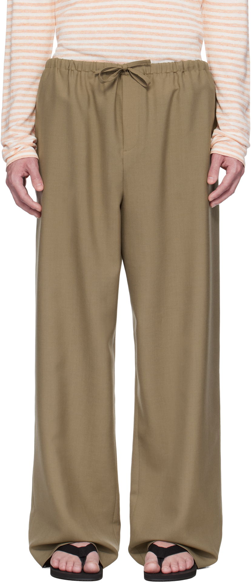 Bukser The Row The Row Donatello Wide-Leg Trousers Beige | 657-W3602